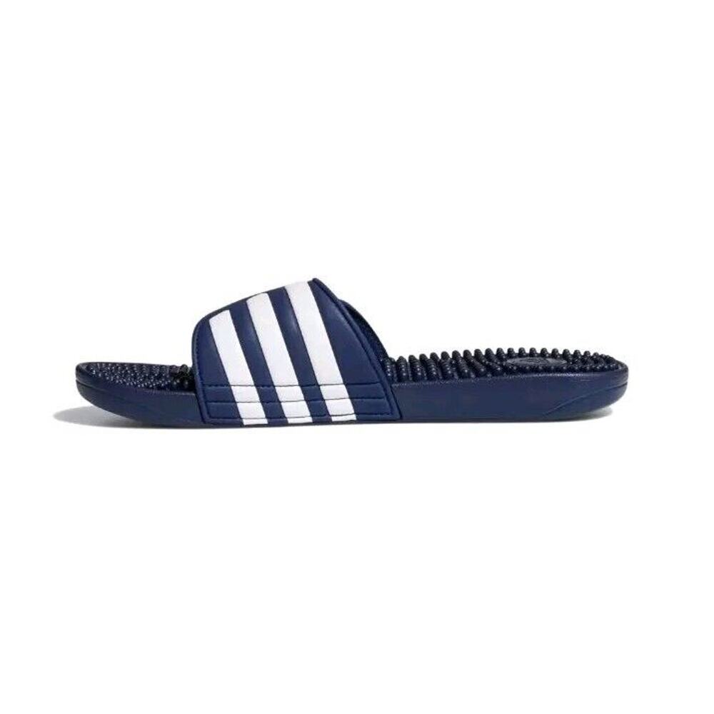 adidas Adult M7, W8 Unisex Adissage Sandal Slides Dark Blue/White/Dark Blue NIB - Picture 3 of 11
